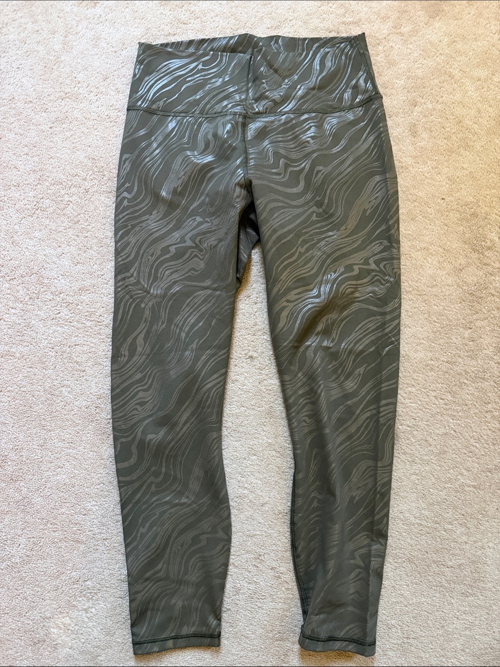 Fabletics Powerhold Olive Green Swirl-Print High-Waist Leggings